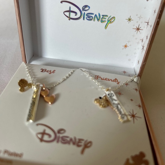 NEW in Gift Box DISNEY Best Friends (2) Fine Silver Plated Necklaces 16” - Picture 5 of 6